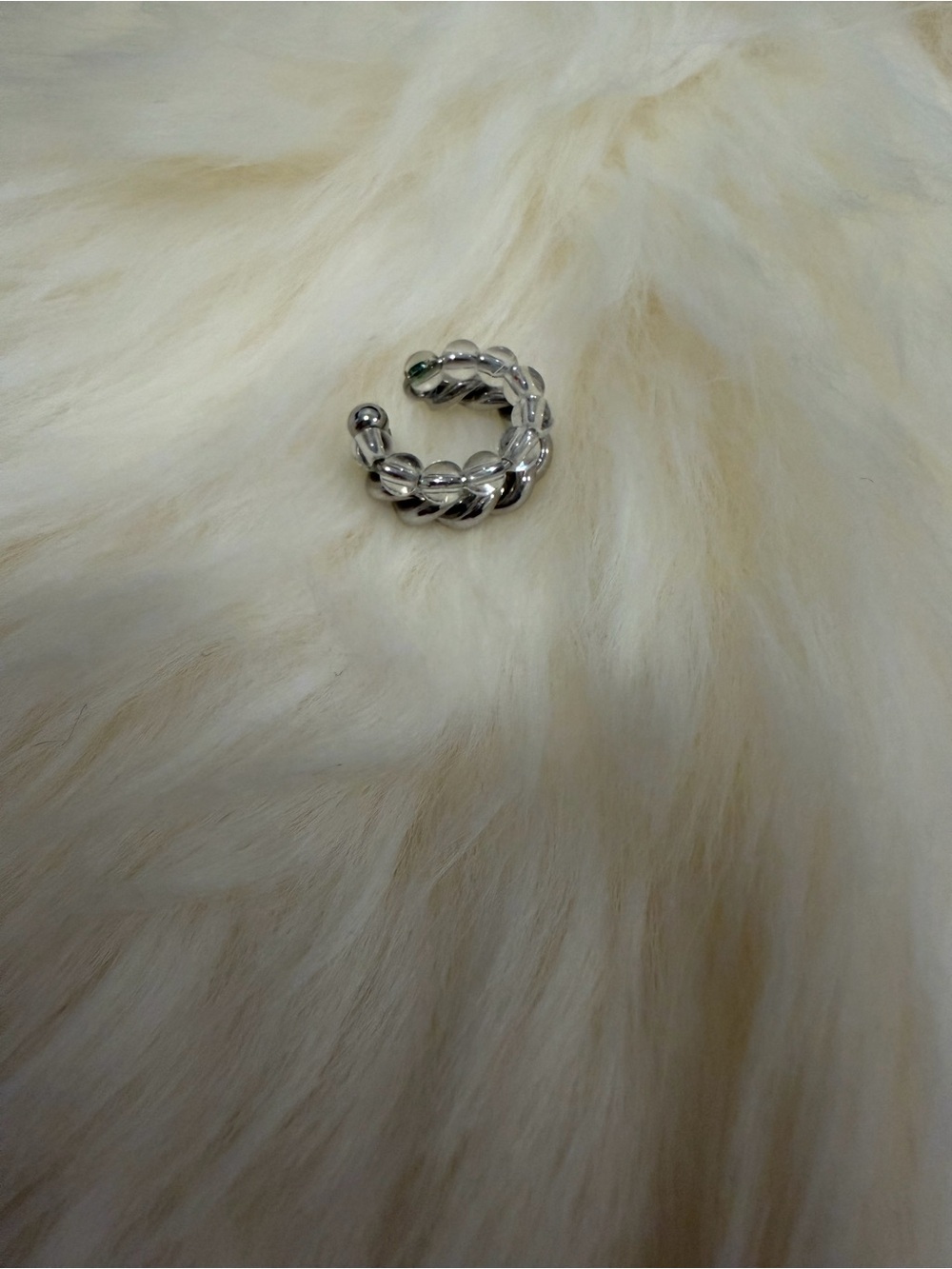 Korean Brand Silver Braided Ear Cuff - Unbranded